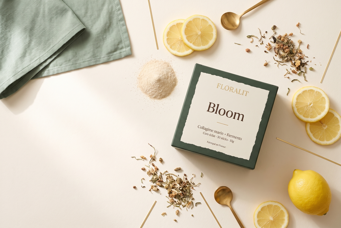 Boite de complément alimentaire a base de vitamine C, collagène marin et probiotic
